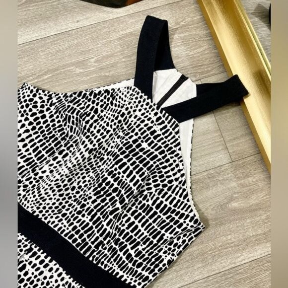 TRINA TURK Zola Fit & Flare Mini Dress White & Black Size 8 - Picture 7 of 10